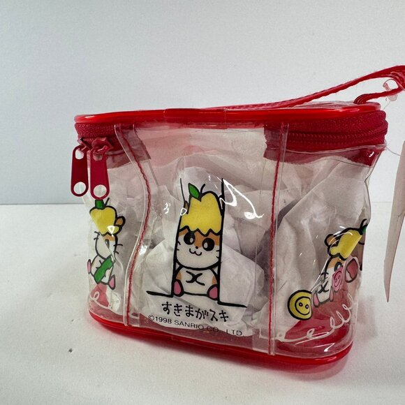 Corocorokuririn 1998 Sanrio Clear & Red Vinyl Plastic Zipper Square Bag - Picture 10 of 14